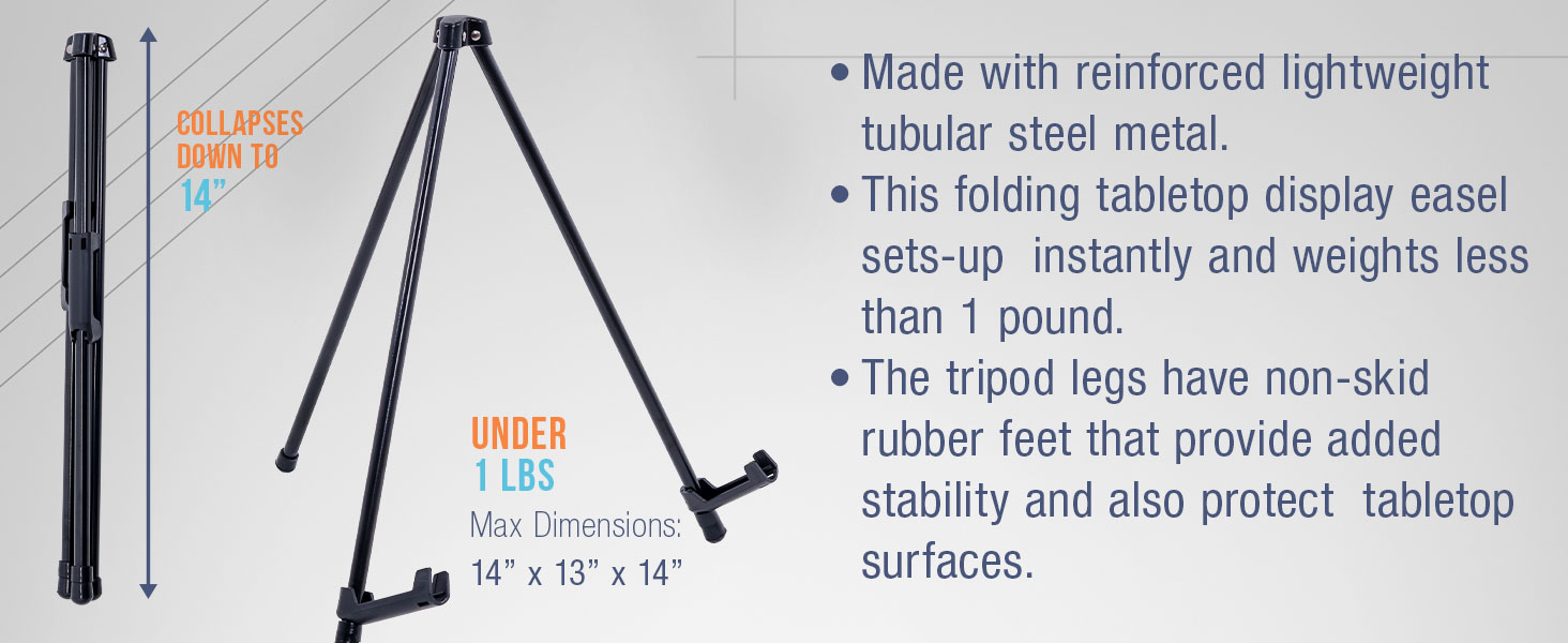 easel tabletop display foldable tripod portable adjustable collapsible sturdy lightweight