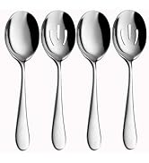 AYFDISHS 4-Piece Serving Spoon Set - Includes 2 Serving Spoons and 2 Slotted Spoons, Large Cutler...