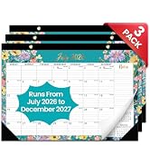 3 Pack of Desk Calendar 2026-2027, 18-Month Calendar Runs from July 2026 to December 2027, Large ...