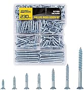 Hongway 230pcs Wood Screws Assortment Kit, Flat Head Wood Screws Set,Zinc Plated Steel, Self Tapp...