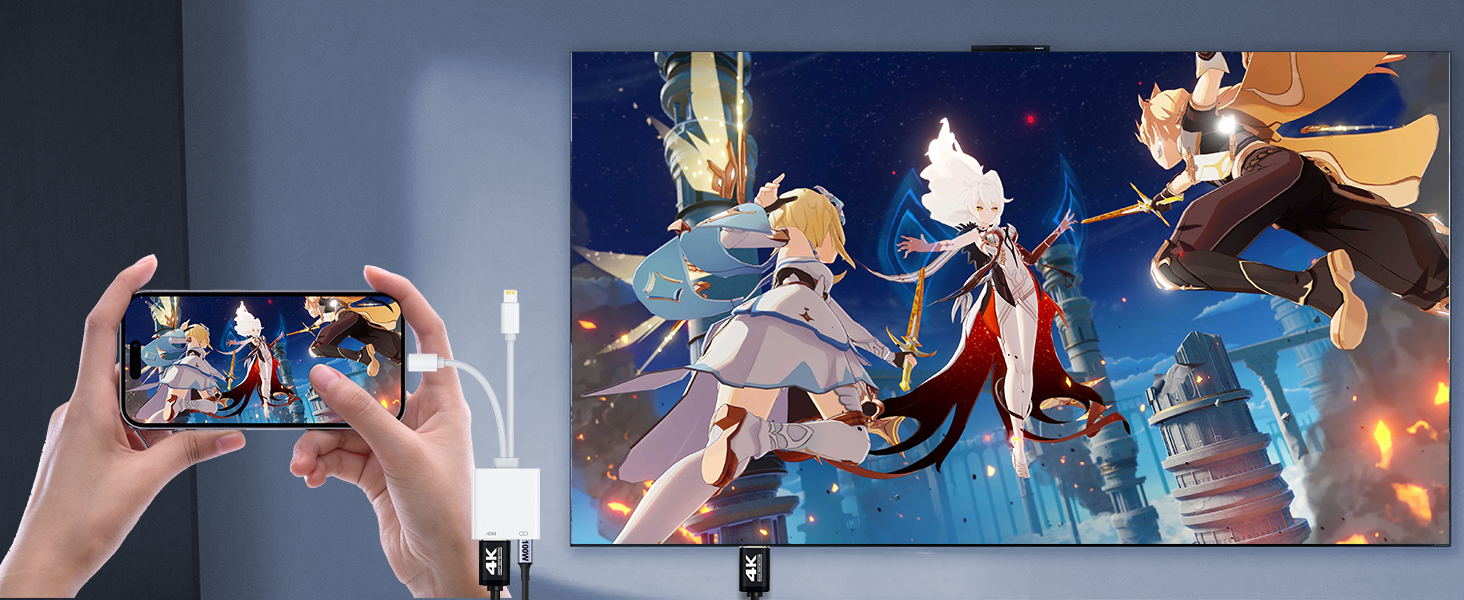 USB-C & Lightning to HDMI Adapter for iPhone