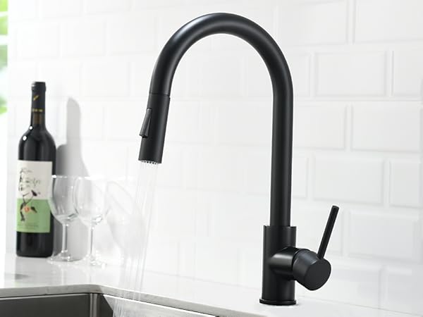 havin black countertop faucet