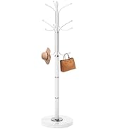 Waavryee Modern Metal Coat Rack Stand, Coat Rack Freestanding with Natural Marble Base, Sturdy He...