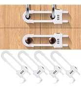 4 Pack Cabinet Locks with Combination U Shaped Sliding Cabinet Door Lock Child Proof Cupboard Loc...