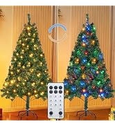 Juegoal 5 FT Artificial Christmas Tree (NOT Pre-Strung) with Remote Control, 200 LED Warm White &...