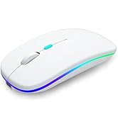 AIKOKOK Bluetooth Wireless Mouse,LED Rechargeable Silent Slim Laptop Mouse,Dual Mode(BT5.2+USB Re...