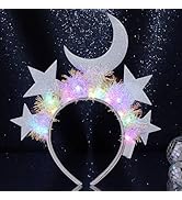 JEAIRTS Light Up Star Headband Led Moon and Stars Headpiece Glowing Celestial Headbands Festive C...