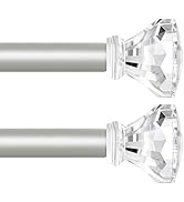 TVWOO 2 Pack Silver Curtain Rods 28 to 48 Inch,3/4 Inch Adjustable Curtain Rod,Modern Single Wind...