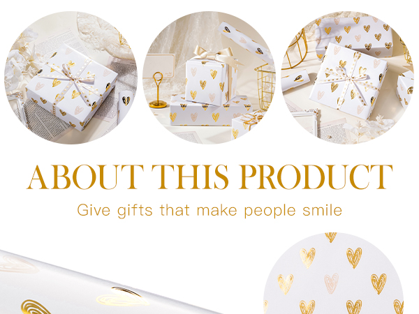 WRAPAHOLIC Foil Hearts Wrapping Paper