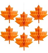 Fall Paper Maple Leaves Honeycomb-12Inch, 6Pcs Autumn Tissue Paper Honeycomb Centerpiece for Than...