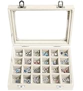 EONGOA Velvet Jewelry Box 24 Grid Jewelry Earrings Display Organiser Box Ring Tray Holder Earring...