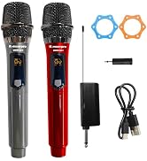 K-mxerpro Professional Wireless Microphones with Receiver, Dual Dynamic Microphone System Set, Pl...