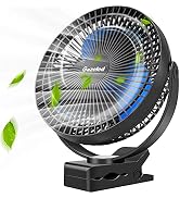 10000mAh Rechargeable Fan, Clip On Fan for Bed, Battery Operated Stroller Fan(Up to 24H of Use), ...