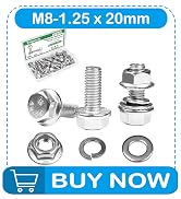 Yinpecly 15 Sets M8-1.25 x 20mm Flanged Hex Head Bolts and Nuts Kits | M8 Flange Hexagon Screws a...