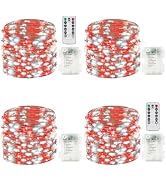 4-Pack 33FT 100 LED Fairy Lights Battery Operated with Remote Timer, Fairy Christmas String Light...
