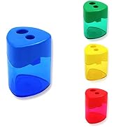 Sonuimy 4 Pcs Pencil Sharpeners Manual ,Color Pencil Sharpener, Dual Holes Compact Small Handheld...