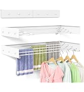 Collapsible Wall Mounted Drying Rack 31.5 inch, Clothes Drying Rack Wall Mounted for Laundry Room...