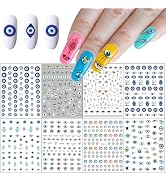 8 Sheets Evil Eye Nail Stickers - Frensh Nail Tattoos with Women Nail Art, 3D Self-Adhesive Witch...
