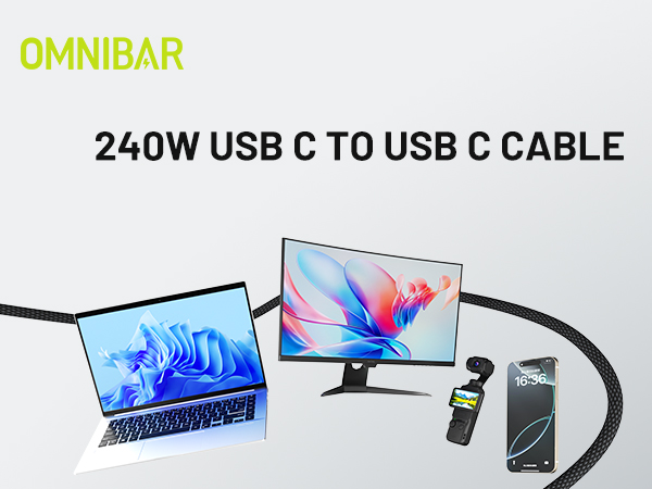 OMNIBAR 240W USB C to UBS C Cable