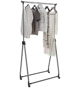 Whitmor Foldable Garment Rack - Rolling Clothes Rack - Adjustable Height Garment Rack, Heavy Duty...