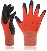 DEX FIT Premium Nylon Work Gloves FN320 - Firm Nitrile Grip, 3D-Comfort Stretchy Fit, Thin & Ligh...