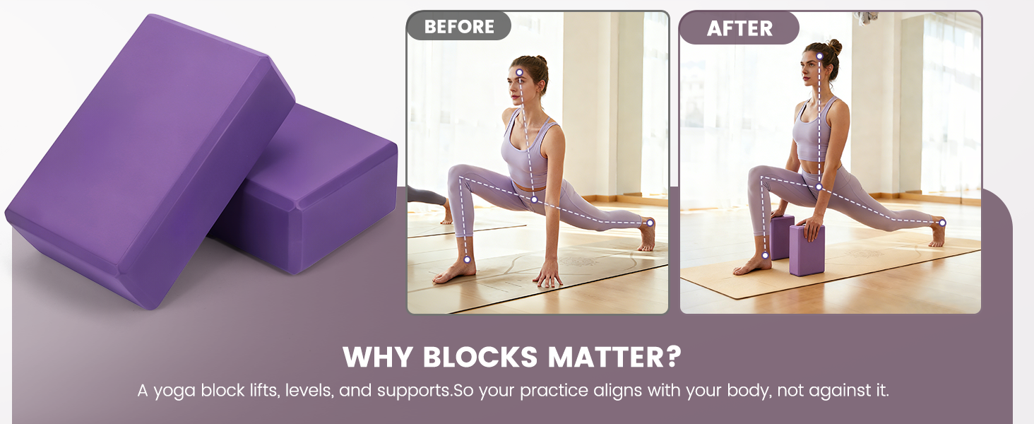 Yoga Blocks: Premium EVA foam blocks provide stable support and help deepen your poses.