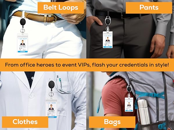 2 Pack ID Badge Holder With Clip Badge Reels