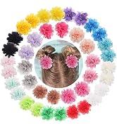 DeD 40PCS 2" Chiffon Flower Hair Bows Clips Flower Tiny Hair Clips Fine Hair for Girls Infants To...