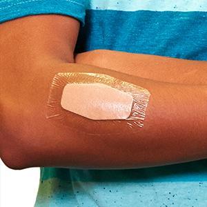 Nexcare Waterproof Bandage on arm, complete seal