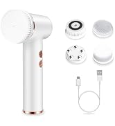 Electric Facial Cleansing Brush with 4 Brush Heads & 5 Speeds - IPX6 Waterproof, Type-C Fast Char...