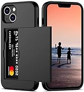 Nvollnoe for iPhone 14 Case with Card Holder Heavy Duty Protective Dual Layer Shockproof Hidden C...