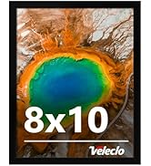 Veleclo 8x10 Picture Frame for Wall Display, 8x10 Black Picture Frame with Shatter Resistant Plex...