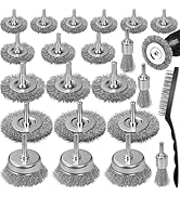 SBGGRL 22-Pack Wire Brush for Drill, Carbon Steel Crimped Brushes – Spherical Wheel, Cup, Pen End...