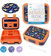 Dinosaur Bento Lunch Box for Boys Toddlers, 5 Portion Sections Secure Lid, Microwave Safe BPA Fre...
