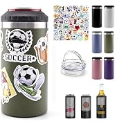 16oz Insulated Can Cooler & Tumbler with 2 Lids, Fits 12oz Beer & Soda Cans, Double Wall Stainles...