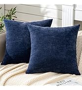 GAWAMAY Decorative Square Throw Pillow Covers 18"x18" Inch Set of 2, Super Soft Chenille Pillows ...