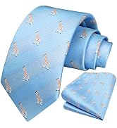HISDERN Ties for Men Classic Animal Tie and Pocket Square Set Jacquard Woven Silk Neckties Handke...