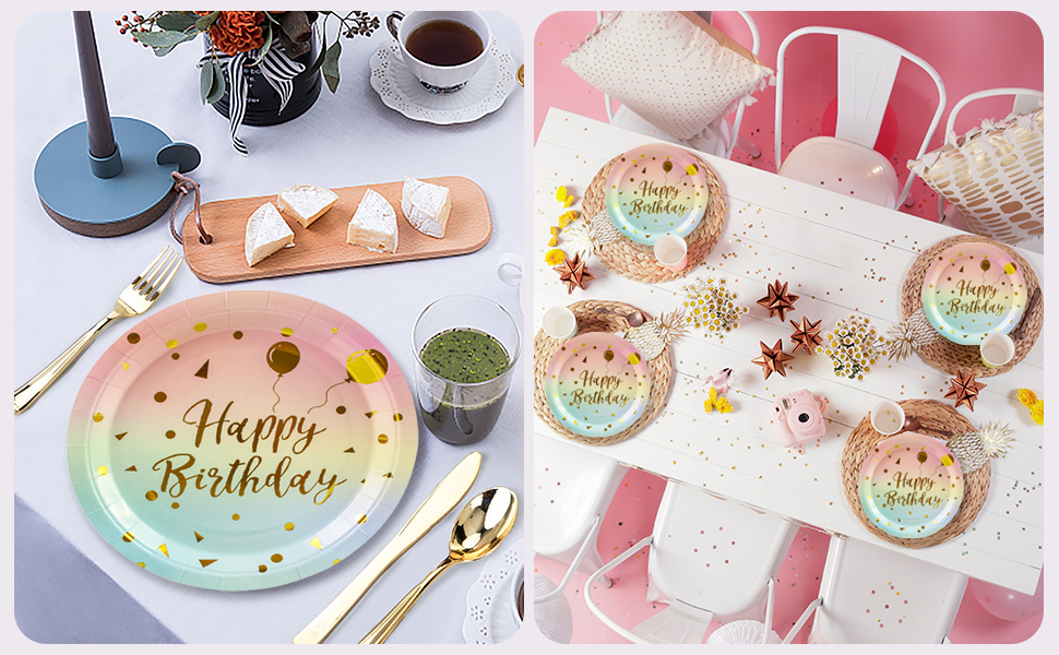 happy birthday plates and napkins set