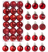 Liobelon 36Pcs 1.18" Christmas Ball Ornaments,Shatterproof Mini Christmas Ornaments for Christmas...
