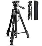 Tripod 47" Lightweight Aluminum, SAVSEC Tripod Stand Extendable Height with Bubble Level Quick, R...