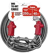 Petest Reflective Tie Out Cable with Crimp Cover for Super Dogs Up to 250 Pounds, 40 Feet