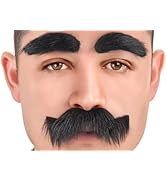 KICNIC Fake Mustache and Eyebrows Black, Realistic Grandpa Self Adhesive Mustaches, Stick-on Bear...
