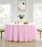Aocoz Round Tablecloth 120 Inch 2 Pack Pink Tablecloths Washable Decorative Linen Polyester Table...