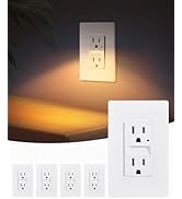 SURAIELEC 15AMP Outlet with Nightlight, Dusk to Dawn Guide Light, Electrical Receptacle with LED ...