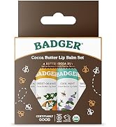 Badger - Cocoa Butter Lip Balm Set, Fair Trade, Certified Organic Lip Butter, Flavored, Cocoa, Va...