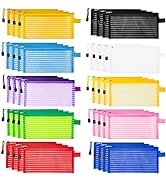 JARLINK 40 Pack 10 Colors Zipper Mesh Pouch, Storage Pouches Multipurpose Travel Bags for Office ...