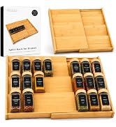 EDELHAUS Bamboo Spice Drawer Organizer - Expandable 4 Tier Spice Rack (Need 3" Deep Drawer) 12" t...