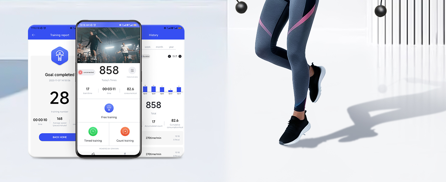 SaintCos Cordless Gravity Jump Rope, Smart Jump Rope with Counter for Gym, APP Data Analysis