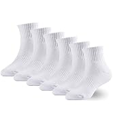 Marchare Boys Socks Kids Cushioned Crew Socks Girls Thick Cotton Athletic Running Socks Black/Whi...