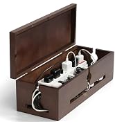 SenlanMot Wooden Cable Management Box – Modern Wire Organizer Box & Power Strip Cover for Home or...